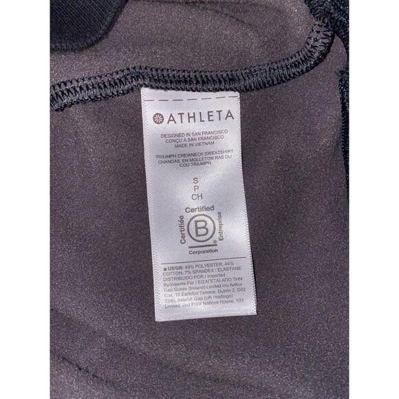 Athleta Triumph size Small S Soft Crewneck Sweatshirt Black Gray Camouflage - Picture 9 of 11